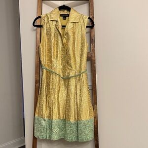 Elegant Gold and Green Mini Dress